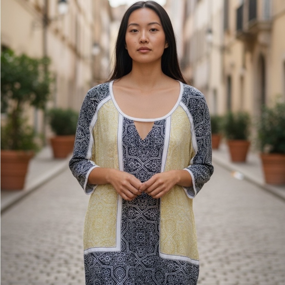 Anthropologie Black and Yellow Tunic
